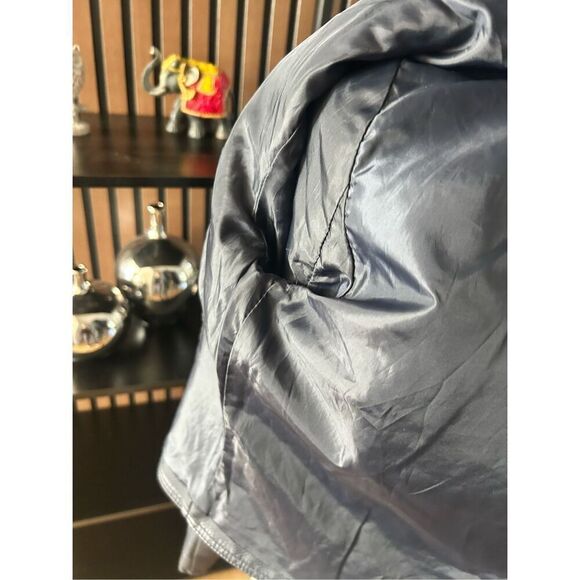 Express faux leather dark blue jacket size small motto rock like style - Picture 4 of 9